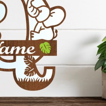 Intra απο ξύλο plywood Χρώμα wenge 3mm-4mm πάχος - Μονόγραμμα με κεφαλαίο ελέφαντα Γράμμα Q Δίασταση 30x20 cm INTRAFABR-75542608 - Image 1