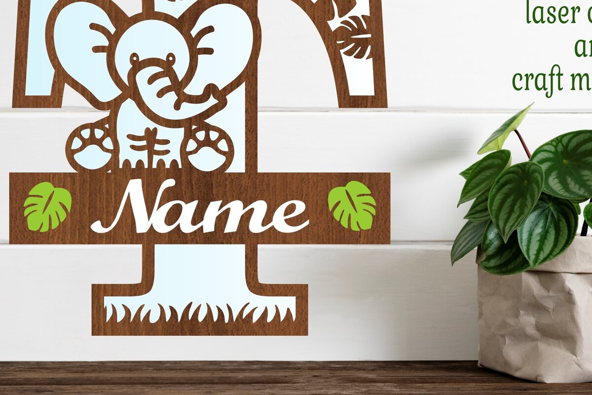 Intra απο ξύλο plywood  Χρώμα wenge 3mm-4mm πάχος - Μονόγραμμα με κεφαλαίο ελέφαντα Γράμμα T Δίασταση 30x20 cm INTRAFABR-118132172