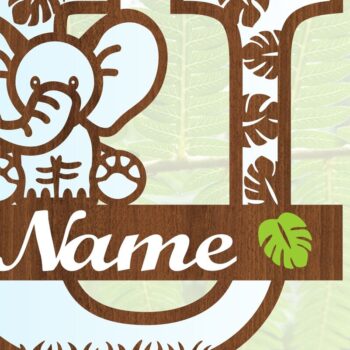 Intra απο ξύλο plywood  Χρώμα wenge 3mm-4mm πάχος - Μονόγραμμα με κεφαλαίο ελέφαντα U Δίασταση 30x20 cm INTRAFABR-90732568 - Image 3