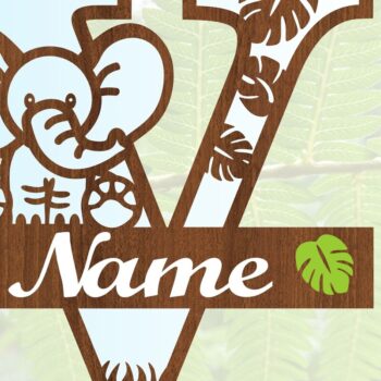 Intra απο ξύλο plywood Χρώμα wenge 3mm-4mm πάχος - Μονόγραμμα με κεφαλαίο ελέφαντα Γράμμα V Δίασταση 30x20 cm INTRAFABR-91872927 - Image 3