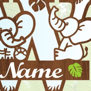 Intra απο ξύλο plywood  Χρώμα wenge 3mm-4mm πάχος - Μονόγραμμα με κεφαλαίο ελέφαντα Γράμμα W Δίασταση 30x20 cm INTRAFABR-91812024 - Image 3