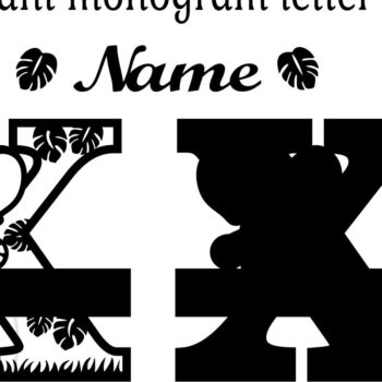 Intra απο ξύλο plywood  Χρώμα wenge 3mm-4mm πάχος - Μονόγραμμα με κεφαλαίο ελέφαντα Γράμμα X Δίασταση 30x20 cm INTRAFABR-91812028 - Image 2