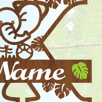 Intra απο ξύλο plywood  Χρώμα wenge 3mm-4mm πάχος - Μονόγραμμα με κεφαλαίο ελέφαντα Γράμμα X Δίασταση 30x20 cm INTRAFABR-91812028 - Image 3