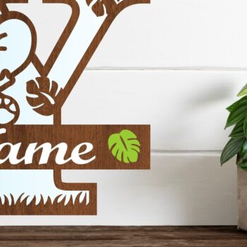 Intra απο ξύλο plywood  Χρώμα wenge 3mm-4mm πάχος - Μονόγραμμα με κεφαλαίο ελέφαντα Γράμμα Y Δίασταση 30x20 cm INTRAFABR-91812035 - Image 1