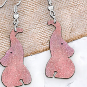 Intra απο ξύλο plywood  Χρώμα wenge 3mm-4mm πάχος - Σκουλαρίκια ελέφαντα . Δίασταση 3x3 cm INTRAFABR-98597980