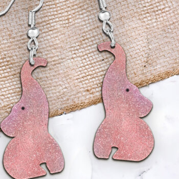 Intra απο ξύλο plywood Χρώμα wenge 3mm-4mm πάχος - Σκουλαρίκια ελέφαντα . Δίασταση 3x3 cm INTRAFABR-98597980 - Image 1