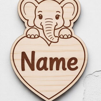 Intra απο ξύλο plywood  Χρώμα wenge 3mm-4mm πάχος - Elephant Heart Name Keychain Δίασταση 4x4 cm INTRAFABR-76065190 - Image 1