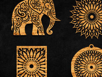 Intra απο ξύλο plywood  Χρώμα wenge 3mm-4mm πάχος - Elephant Mandala|Διακόσμηση τοίχου Mandala Δίασταση 30x30 cm INTRAFABR-122587967 - Image 1