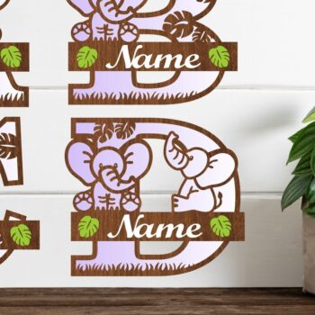 Intra απο ξύλο plywood  Χρώμα wenge 3mm-4mm πάχος - δέσμης γραμμάτων μονογράμματος ελέφαντα Δίασταση 30x20 cm INTRAFABR-122587976 - Image 1