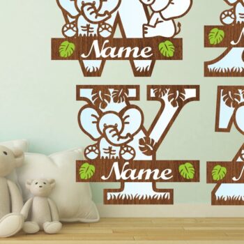 Intra απο ξύλο plywood  Χρώμα wenge 3mm-4mm πάχος - δέσμης γραμμάτων μονογράμματος ελέφαντα Δίασταση 30x20 cm INTRAFABR-122587976 - Image 2