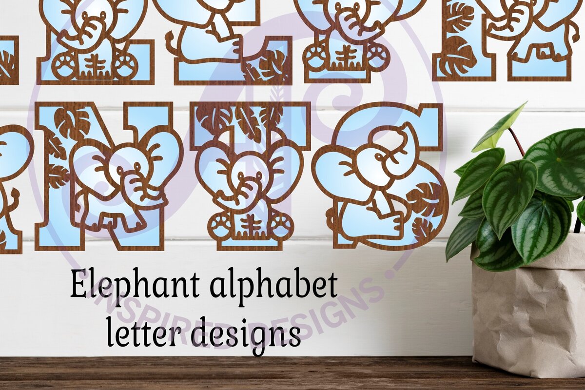 Intra απο ξύλο plywood  Χρώμα wenge 3mm-4mm πάχος - Elephant Name Letters Alphabet Σετ X 45 Δίασταση 30x20 cm INTRAFABR-38294551