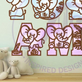 Intra απο ξύλο plywood  Χρώμα wenge 3mm-4mm πάχος - Elephant Name Letters Alphabet Σετ X 45 Δίασταση 30x20 cm INTRAFABR-38294551 - Image 2