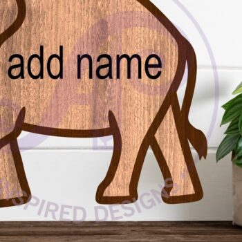 Intra απο ξύλο plywood Χρώμα wenge 3mm-4mm πάχος - Σύμβολο ονόματος περίγραμμα ελέφαντα δύο επιπέδων Δίασταση 30x20 cm INTRAFABR-87160302 - Image 2