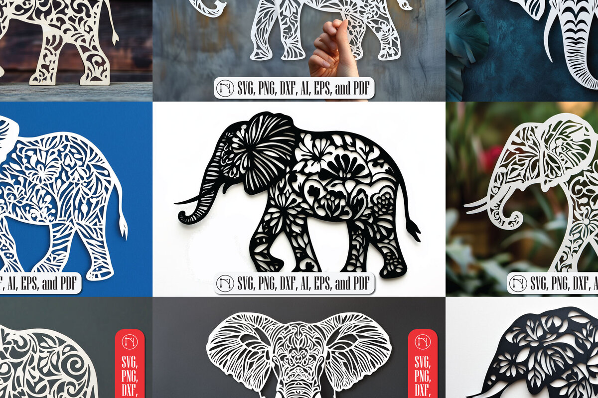 Intra απο ξύλο plywood  Χρώμα wenge 3mm-4mm πάχος - Δέσμη Cut Paper Cut Elephant Δίασταση 10x15 cm INTRAFABR-87160316