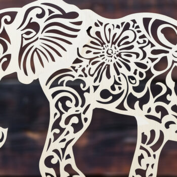 Intra απο ξύλο plywood  Χρώμα wenge 3mm-4mm πάχος - Δέσμη Cut Paper Cut Elephant Δίασταση 10x15 cm INTRAFABR-87160316 - Image 2