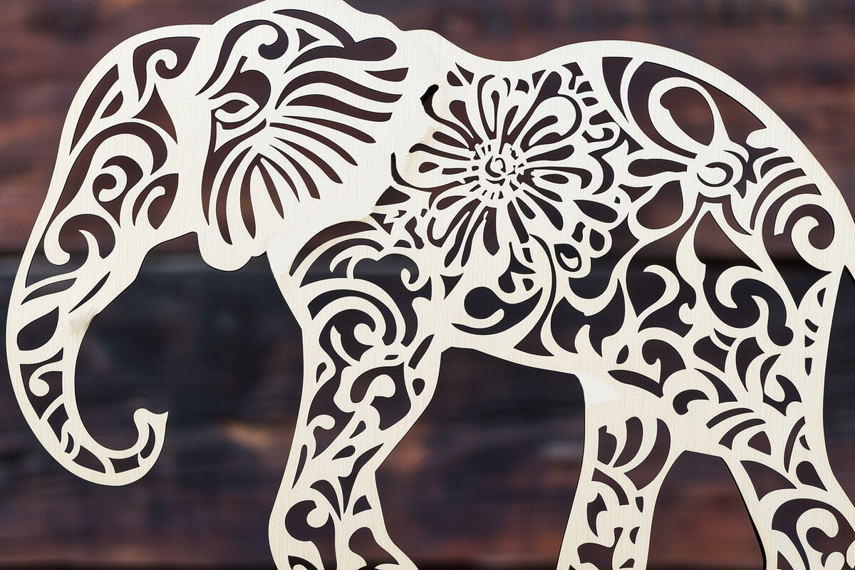 Intra απο ξύλο plywood  Χρώμα wenge 3mm-4mm πάχος - Πρότυπο κοπής με λέιζερ κοπής χαρτιού ελέφαντα Δίασταση 10x15 cm INTRAFABR-6746351