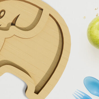 Intra απο ξύλο plywood Χρώμα wenge 3mm-4mm πάχος - Ελέφαντας . Παιδικό πιάτο κοπής με λέιζερ Δίασταση 30x20 cm INTRAFABR-98180598 - Image 1