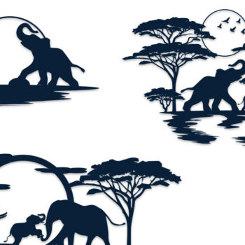 Intra απο ξύλο plywood Χρώμα wenge 3mm-4mm πάχος - Διακόσμηση τοίχου με ελέφαντα Δίασταση 20x20 cm INTRAFABR-98207705 - Image 1