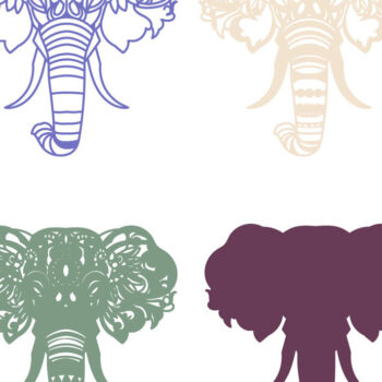 Intra απο ξύλο plywood Χρώμα wenge 3mm-4mm πάχος - Elephant Zentangle Muticolor Pastel Δίασταση 30x20 cm INTRAFABR-122587675 - Image 2