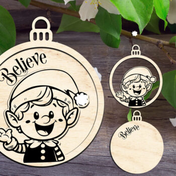 Intra απο ξύλο plywood Χρώμα wenge 3mm-4mm πάχος - Στολίδι Elf Believe Δίασταση 4x4 cm INTRAFABR-122587708 - Image 1