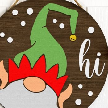Intra απο ξύλο plywood Χρώμα wenge 3mm-4mm πάχος - Elf Gnome Hi , Xmas Door Sign DXD Δίασταση 15x15 cm INTRAFABR-122587855 - Image 1