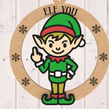 Intra απο ξύλο plywood  Χρώμα wenge 3mm-4mm πάχος - Elf You Middle Finger Ornament Δίασταση 6x6 cm INTRAFABR-91289471 - Image 1