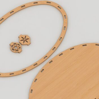 Intra απο ξύλο plywood  Χρώμα wenge 3mm-4mm πάχος - Σχέδιο δίσκου αρχείων κοπής με λέιζερ Cnc δίσκου Ellipse Δίασταση 30x20 cm INTRAFABR-91289398 - Image 4