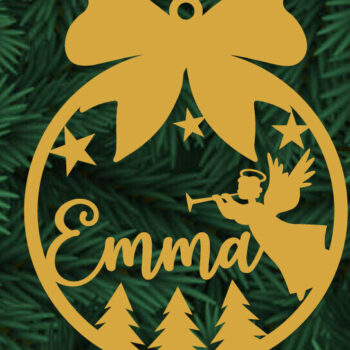 Intra απο ξύλο plywood  Χρώμα wenge 3mm-4mm πάχος - κοπής με λέιζερ Χριστουγεννιάτικο στολίδι Emma Δίασταση 6x6 cm INTRAFABR-47241506 - Image 1