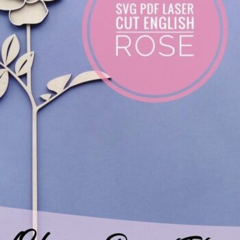 Intra απο ξύλο plywood  Χρώμα wenge 3mm-4mm πάχος - Αγγλικό τριαντάφυλλο κομμένο λουλούδι με λέιζερ Δίασταση 20x20 cm INTRAFABR-69697151 - Image 2