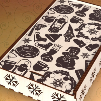 Intra απο ξύλο plywood  Χρώμα wenge 3mm-4mm πάχος - Χαραγμένα χριστουγεννιάτικα κουτιά δώρου Αρχεία λέιζερ Δίασταση 15x15 cm INTRAFABR-117913494 - Image 1