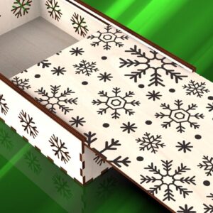 Intra απο ξύλο plywood  Χρώμα wenge 3mm-4mm πάχος - Χαραγμένο χριστουγεννιάτικο δώρο Κουτί με συρόμενο καπάκι Δίασταση 15x15 cm INTRAFABR-122723070