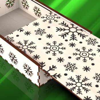 Intra απο ξύλο plywood  Χρώμα wenge 3mm-4mm πάχος - Χαραγμένο χριστουγεννιάτικο δώρο Κουτί με συρόμενο καπάκι Δίασταση 15x15 cm INTRAFABR-122723070 - Image 1