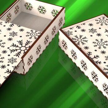 Intra απο ξύλο plywood  Χρώμα wenge 3mm-4mm πάχος - Χαραγμένο χριστουγεννιάτικο δώρο Κουτί με συρόμενο καπάκι Δίασταση 15x15 cm INTRAFABR-122723070 - Image 2