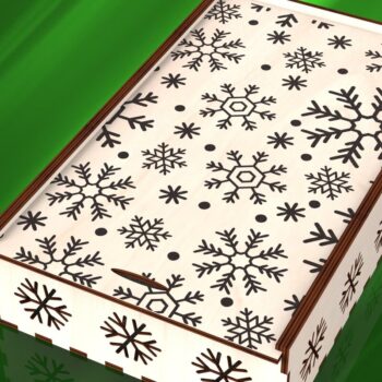 Intra απο ξύλο plywood  Χρώμα wenge 3mm-4mm πάχος - Χαραγμένο χριστουγεννιάτικο δώρο Κουτί με συρόμενο καπάκι Δίασταση 15x15 cm INTRAFABR-122723070 - Image 3