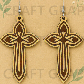 Intra απο ξύλο plywood Χρώμα wenge 3mm-4mm πάχος - Χαραγμένα Σκουλαρίκια Σταυρός Κοπή Laser Δίασταση 3x3 cm INTRAFABR-122558974 - Image 1