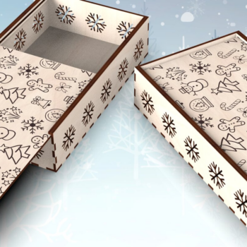 Intra απο ξύλο plywood  Χρώμα wenge 3mm-4mm πάχος - Χαραγμένο κουτί δώρου για τις γιορτές Δίασταση 15x15 cm INTRAFABR-122559008 - Image 1