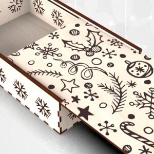 Intra απο ξύλο plywood  Χρώμα wenge 3mm-4mm πάχος - Χαραγμένο κουτί δώρου για τις γιορτές Δίασταση 15x15 cm INTRAFABR-122559022