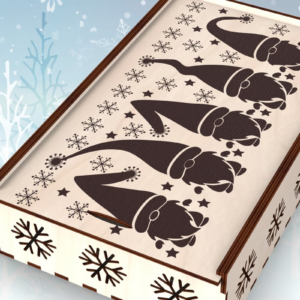 Intra απο ξύλο plywood  Χρώμα wenge 3mm-4mm πάχος - Χαραγμένο κουτί με συρόμενο καπάκι για γιορτές Δίασταση 4x4 cm INTRAFABR-122676899