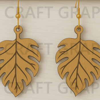 Intra απο ξύλο plywood Χρώμα wenge 3mm-4mm πάχος - Σκουλαρίκια με χαραγμένα φύλλα Δίασταση 3x3 cm INTRAFABR-122558957 - Image 1