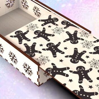 Intra απο ξύλο plywood Χρώμα wenge 3mm-4mm πάχος - Χαραγμένο συρόμενο κουτί δώρου Δίασταση 15x15 cm INTRAFABR-120542187 - Image 2