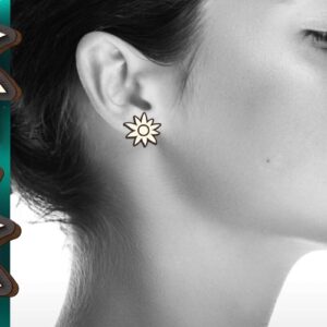 Intra απο ξύλο plywood  Χρώμα wenge 3mm-4mm πάχος - Σκουλαρίκια ήλιου με χαραγμένο Δίασταση 3x3 cm INTRAFABR-120542201