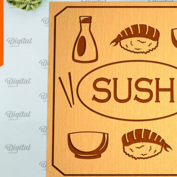 Intra απο ξύλο plywood  Χρώμα wenge 3mm-4mm πάχος - Χαραγμένο Sushi Board Δίασταση 30x20 cm INTRAFABR-120618812 - Image 1