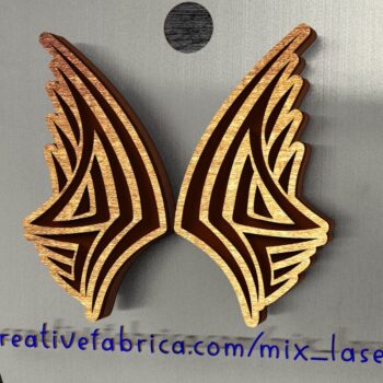 Intra απο ξύλο plywood  Χρώμα wenge 3mm-4mm πάχος - Χαραγμένα Tribal Wing Earrings Δίασταση 57x0 cm INTRAFABR-96506796 - Image 1