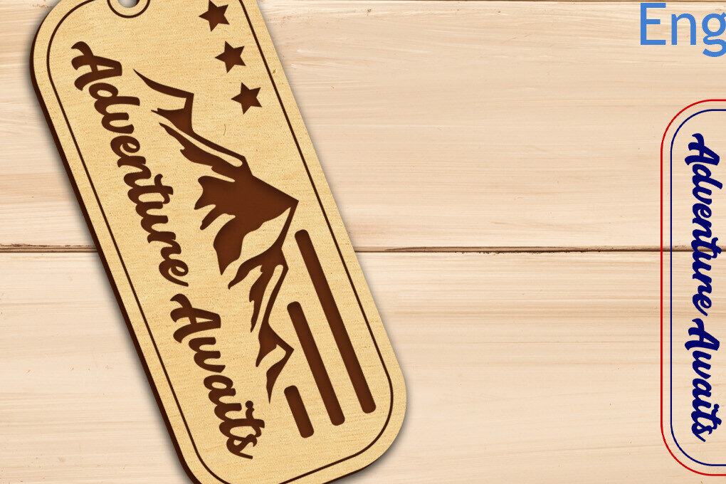 Intra απο ξύλο plywood  Χρώμα wenge 3mm-4mm πάχος - Μπρελόκ χαρακτικής με Mountain Δίασταση 2x2 cm INTRAFABR-96506902