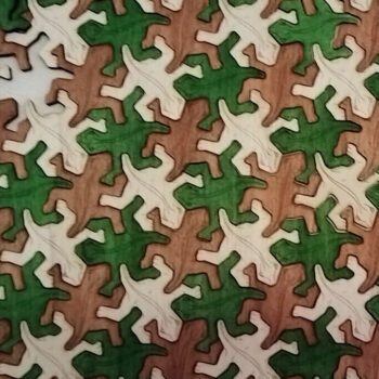 Intra απο ξύλο plywood Χρώμα wenge 3mm-4mm πάχος - Escher Lizards στο πλαίσιο Δίασταση 20x20 cm INTRAFABR-100735973 - Image 1