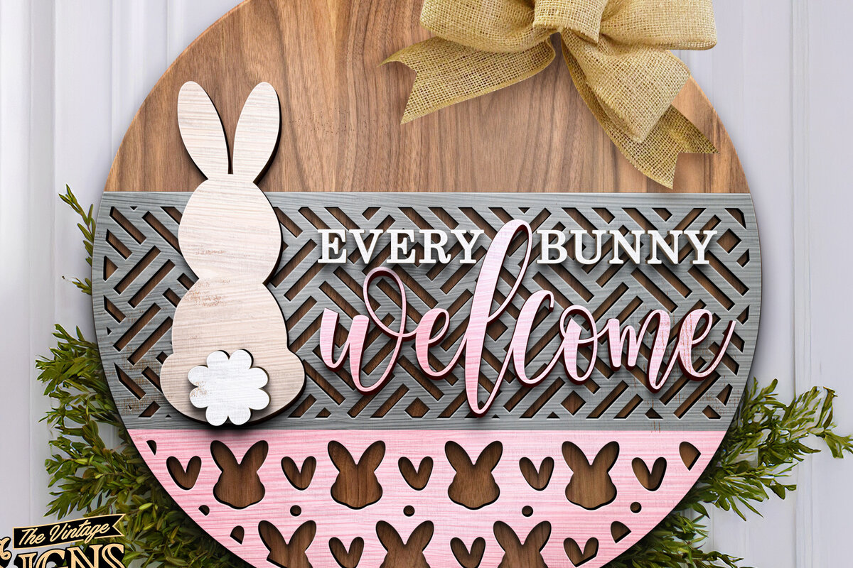 Intra απο ξύλο plywood  Χρώμα wenge 3mm-4mm πάχος - Κάθε λαγουδάκι καλώς ήλθατε | Κρεμάστρα πόρτας Δίασταση 15x15 cm INTRAFABR-95304391