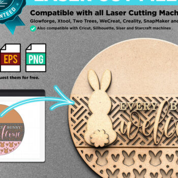 Intra απο ξύλο plywood  Χρώμα wenge 3mm-4mm πάχος - Κάθε λαγουδάκι καλώς ήλθατε | Κρεμάστρα πόρτας Δίασταση 15x15 cm INTRAFABR-95304391 - Image 2