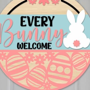 Intra απο ξύλο plywood  Χρώμα wenge 3mm-4mm πάχος - Κάθε Bunny Welcome Sign Cut File Δίασταση 4x4 cm INTRAFABR-95304169 - Image 1