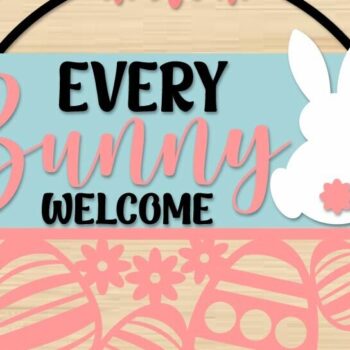 Intra απο ξύλο plywood  Χρώμα wenge 3mm-4mm πάχος - Κάθε Bunny Welcome Sign Cut File Δίασταση 4x4 cm INTRAFABR-95304169 - Image 2