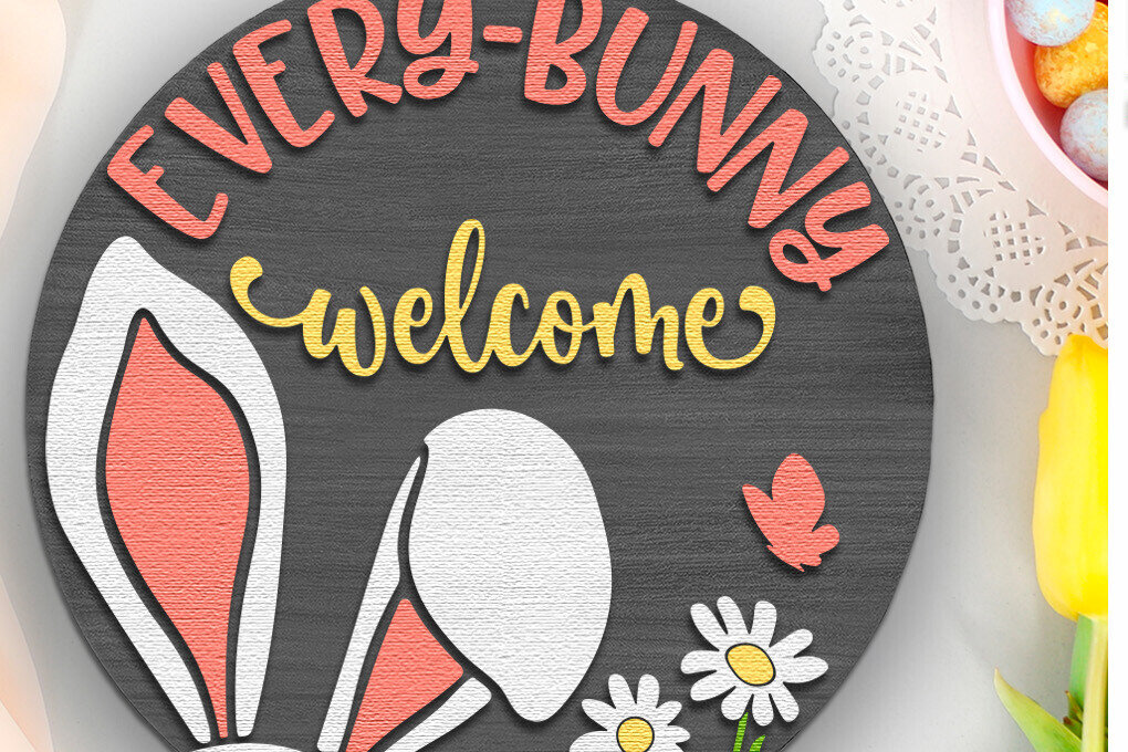 Intra απο ξύλο plywood  Χρώμα wenge 3mm-4mm πάχος - Κάθε λαγουδάκι καλωσορίζει , Πασχαλινή πόρτα DXF Δίασταση 15x15 cm INTRAFABR-95304287